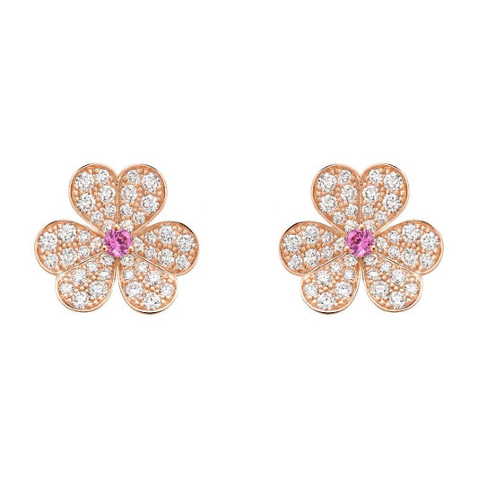 [Bloom]FRIVOLE PINK GOLD FLOWER DIAMOND EARRINGS