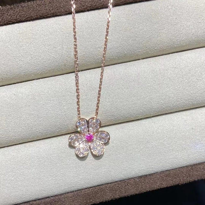 [Bloom]FRIVOLE ROSE GOLD FLOWER DIAMOND NECKLACE