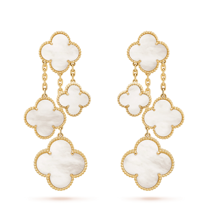 [Bloom]CLOVER EARRINGS WHITE MOP 4 MOTIFS GOLD