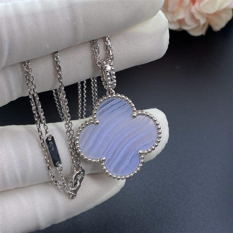 [Bloom]CLOVER SILVER CHALCEDONY BIG CLOVER NECKLACE