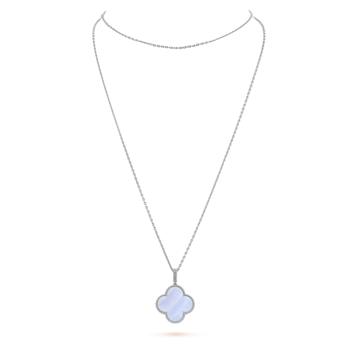 [Bloom]CLOVER SILVER CHALCEDONY BIG CLOVER NECKLACE