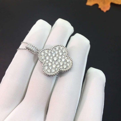 [Bloom]CLOVER 25MM SILVER FULL DIAMOND BIG CLOVER NECKLACE