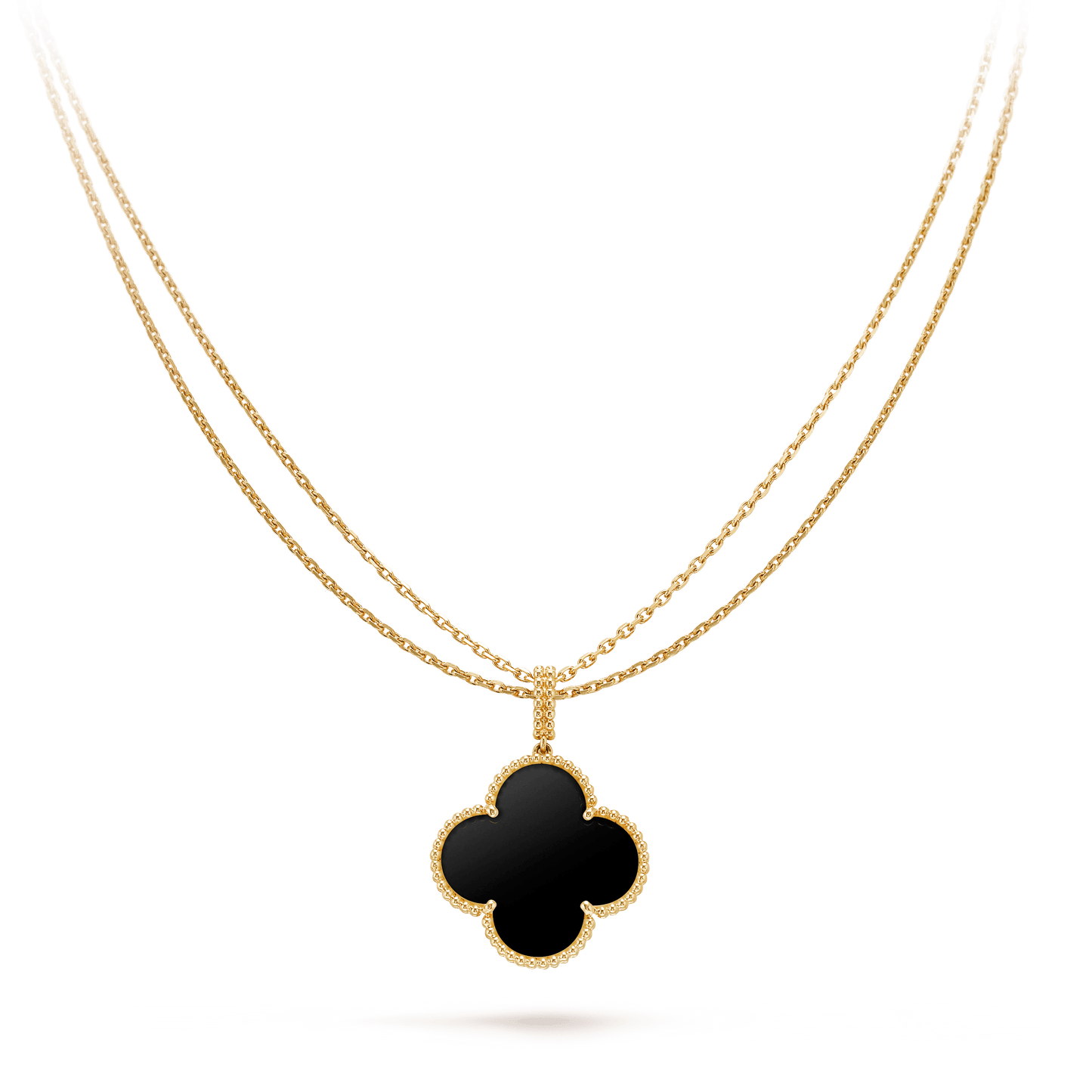 [Bloom]CLOVER 25MM GOLD ONYX BIG CLOVER NECKLACE