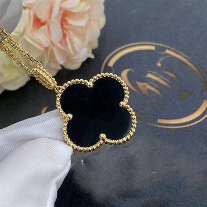 [Bloom]CLOVER 25MM GOLD ONYX BIG CLOVER NECKLACE