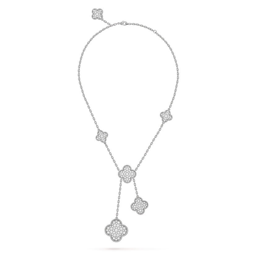 [Bloom]CLOVER 5 MOTIFS SILVER DIAMONDS NECKLACE