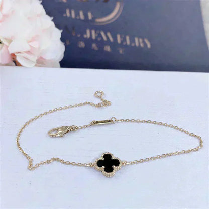 [Bloom]CLOVER ONYX SINGLE FLOWER BRACELET