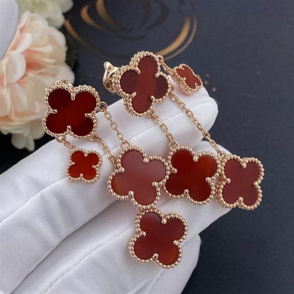 [Bloom]CLOVER EARRINGS CARNELIAN 4 MOTIFS PINK GOLD