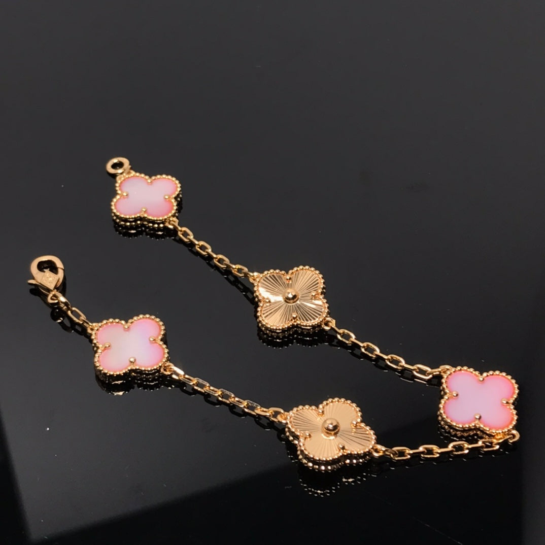 [Bloom]CLOVER BRACELET 5 MOTIF PINK AND PINK GOLD