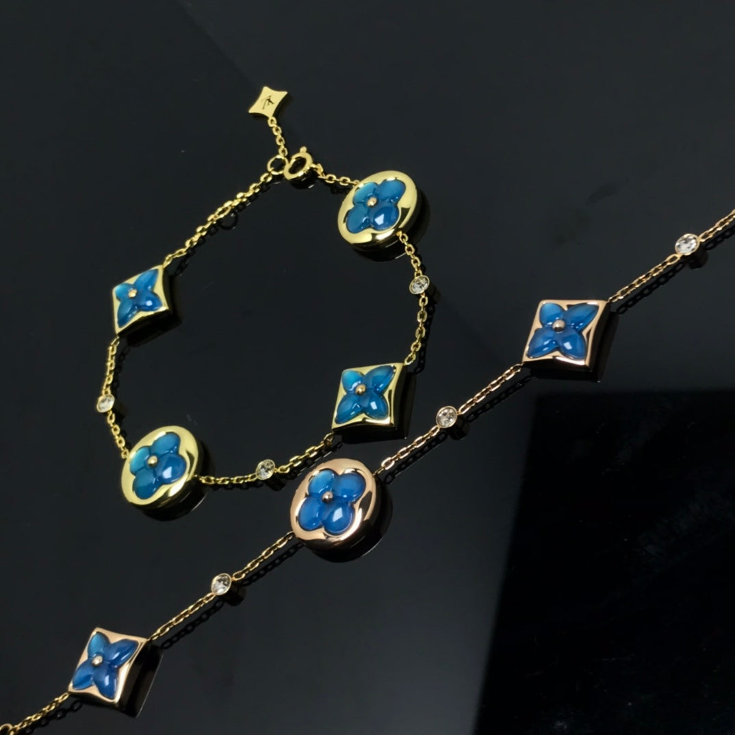 [Bloom]STAR AND SUN 4 MOTIF BLUE BRACELET